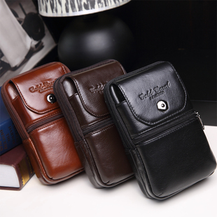 6.0 5.7 6.3寸手机包穿皮带腰包男 真皮腰包男5.5 金珊瑚2025新款