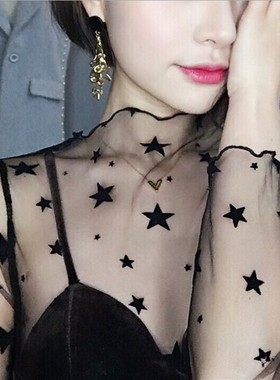 天天特价透视打底衫新款韩版网状内搭黑色小性感网格上衣套头长袖