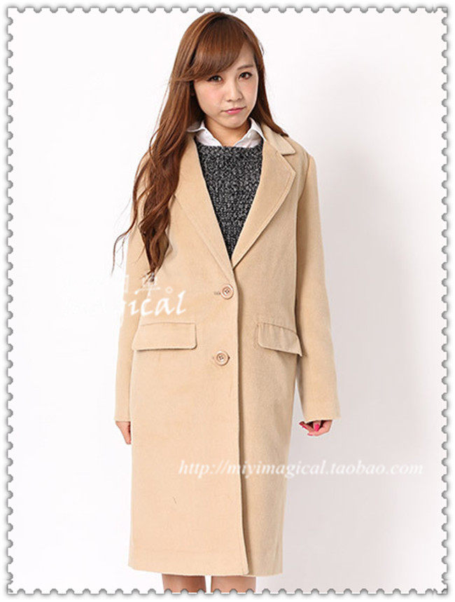 日单cecil mcbee新款超长款西装领直筒毛呢大衣 同步官网昕薇推荐