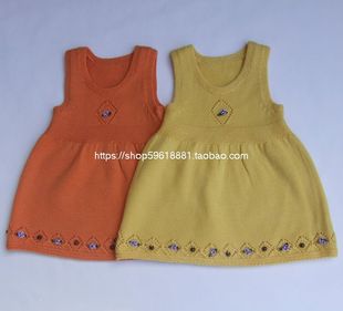 手工编织B049 婴儿羊毛背心裙女宝粉色裙装