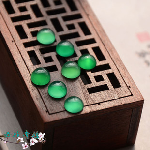 君绾青丝纯天然玛瑙绿玉髓戒面6/8/10MM裸石 镶嵌饰品 一枚价diy