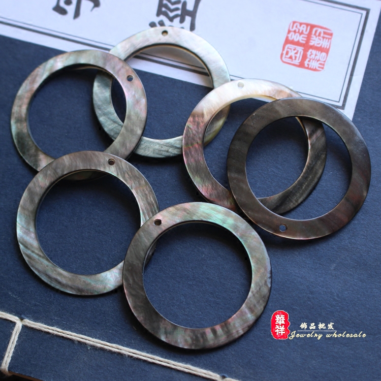 diy黑蝶贝深海幻彩耳环吊坠新品