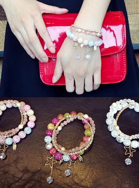 东大门水晶三层日韩风百搭手链