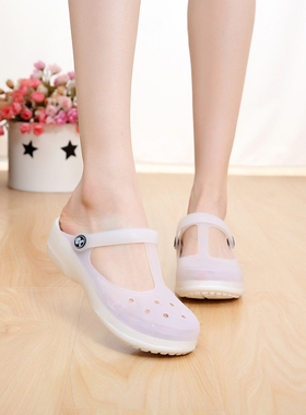 夏季凉鞋白色护士鞋玛丽珍洞洞鞋女鞋凉鞋沙滩拖鞋大码鞋子妈妈鞋