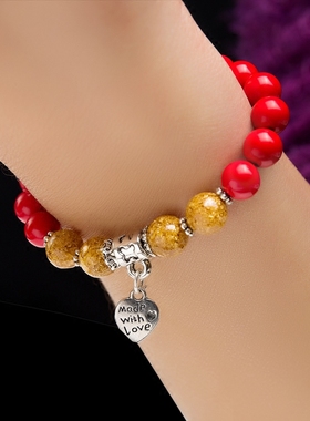 文玩朱砂貔貅红色生日佛珠送朋友