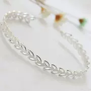 Vòng tay mạ bạc nữ Hàn Quốc 925 lady lady tính cách đơn giản tính khí ô liu cành lá mở - Vòng đeo tay Cuff