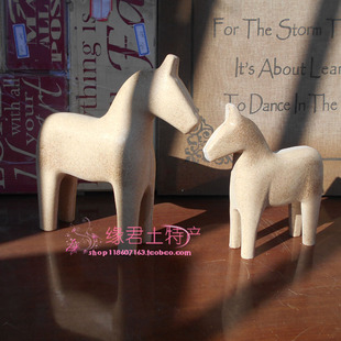 特价 瑞典达拉木马套装压制品工艺 原始材料粗坯DIY彩绘 动物摆件