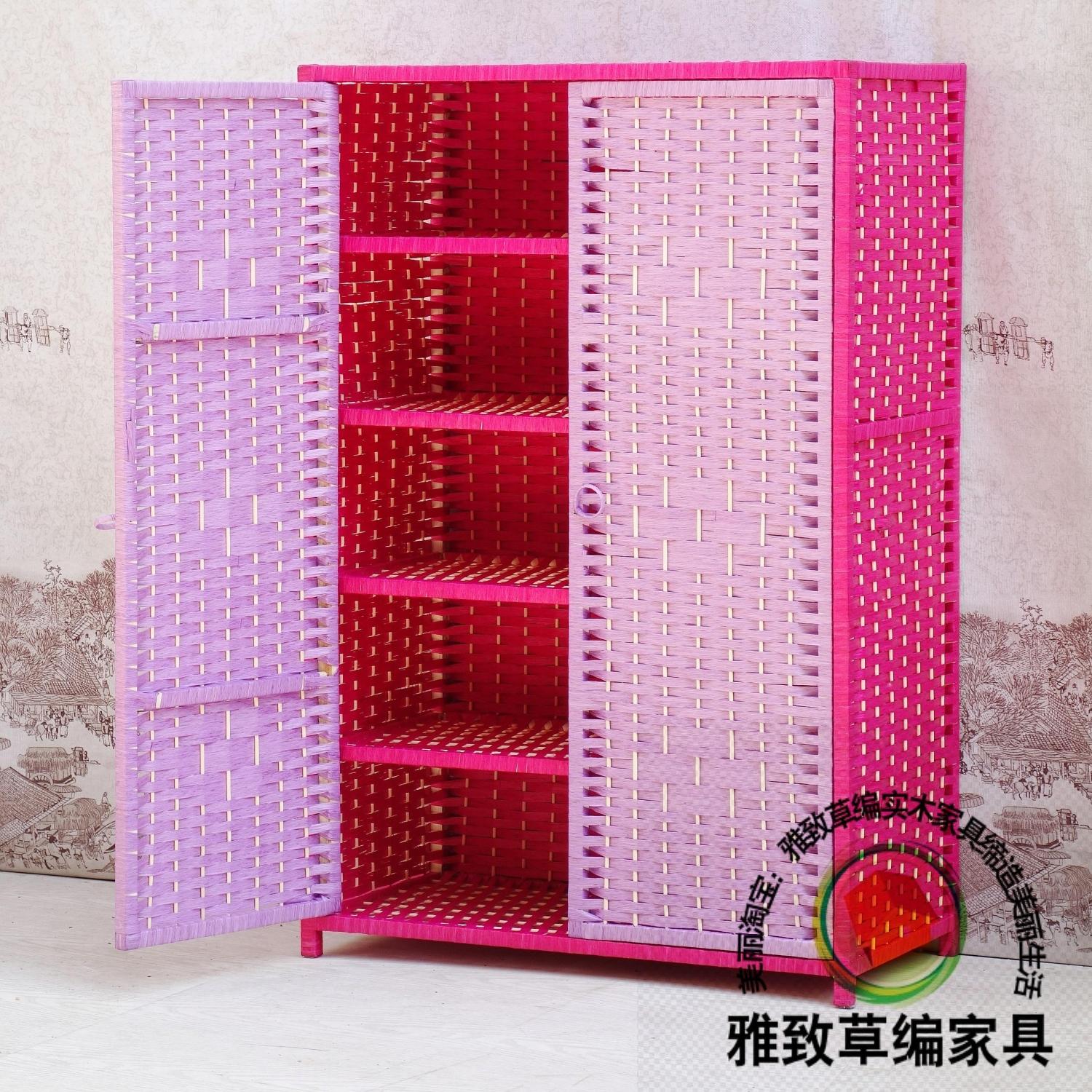 特价包邮实木鞋架草藤编婴儿衣柜收纳柜阳台鞋柜床头柜书柜内衣柜