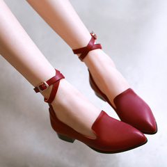 2015 spring leisure shoes new vintage port wild ladies shoes with buckle for a comfortable round head low women shoes