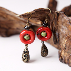 Young singers folk style color glaze ceramic earrings female vintage earrings and original handmade jewelry earring earring