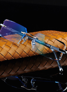 钻石切边 无边框男士近视眼镜 切边渐变色眼镜 老花片 58003