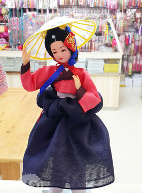 韩国进口人偶/黄真伊韩服娃娃/韩国料理店摆设/正品/H-P03389-7