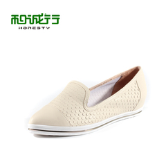 He Chenghang and fall of 2015 new MS embossed goat head pointy flat shoes women's shoes at the end of 0910003