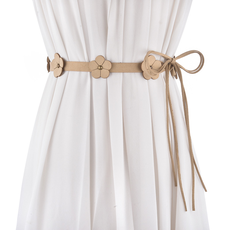 韩版百搭女士花朵装饰腰带 配裙子长流苏打结腰链 蝴蝶结森系腰带