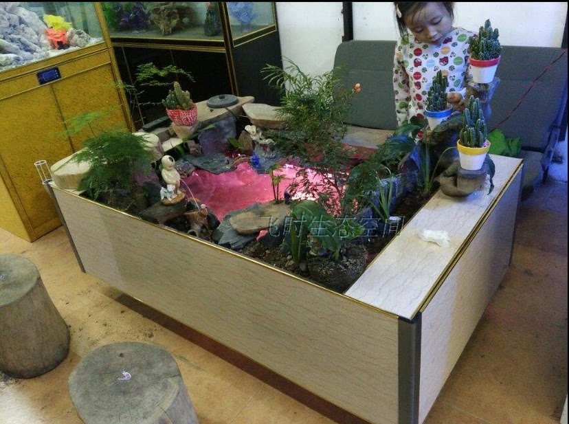 双测滤加上滤系统液晶电脑屏控制茶几式生态盆景茶盘锦鲤地缸鱼池