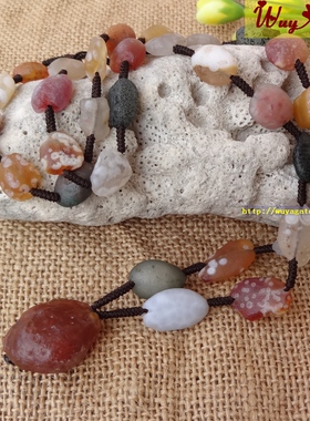 天然戈壁玛瑙多彩项链毛衣链原矿