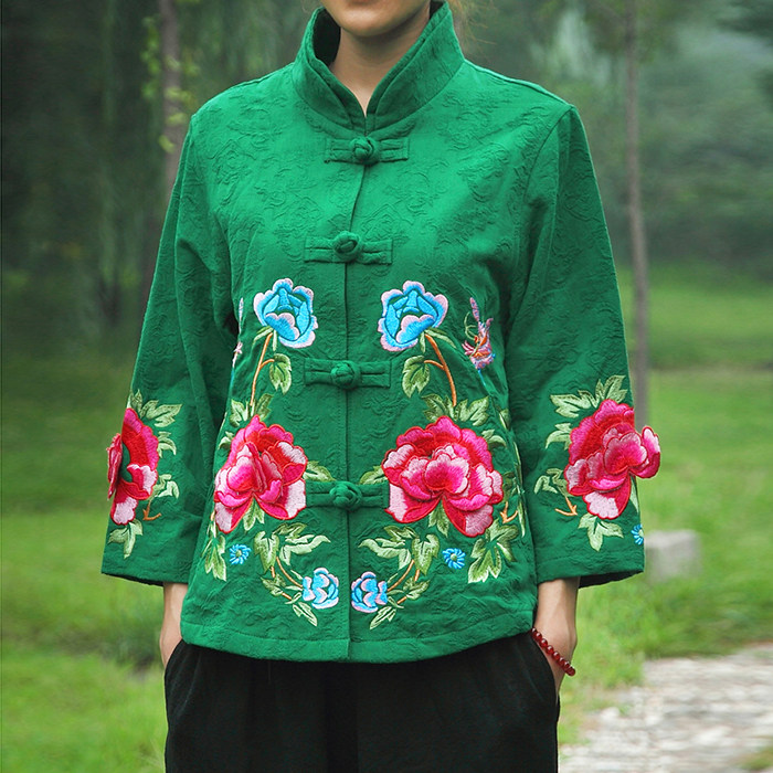 春秋新款短外套女高端精品刺绣民族风女上衣大码立体绣花送妈妈