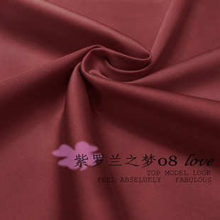 J-755春夏服装面料贡缎深铁锈红色纯色纯棉布料高弹力裤料裙料