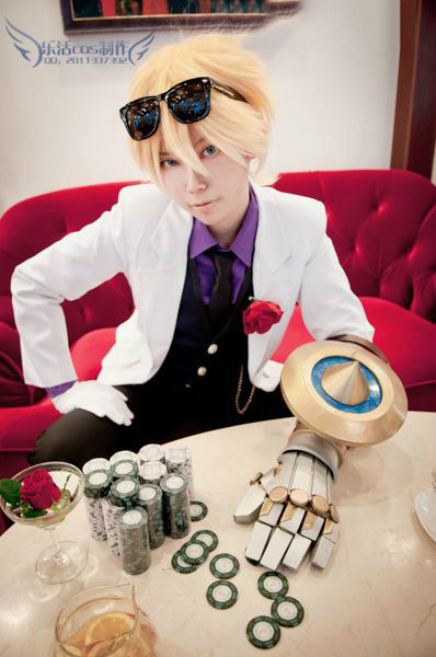 【可出租】现货lol英雄联盟男 ez光执事伊泽瑞尔cosplay服装 手甲