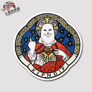 RIPNDIP中指猫贴纸猫贴纸 行李箱笔记本贴纸 防水不留胶贴纸