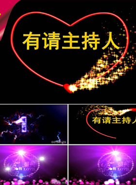 爱的盛典 婚礼开场 婚礼片头 有请主持人 紫色倒计时 LED视频素材