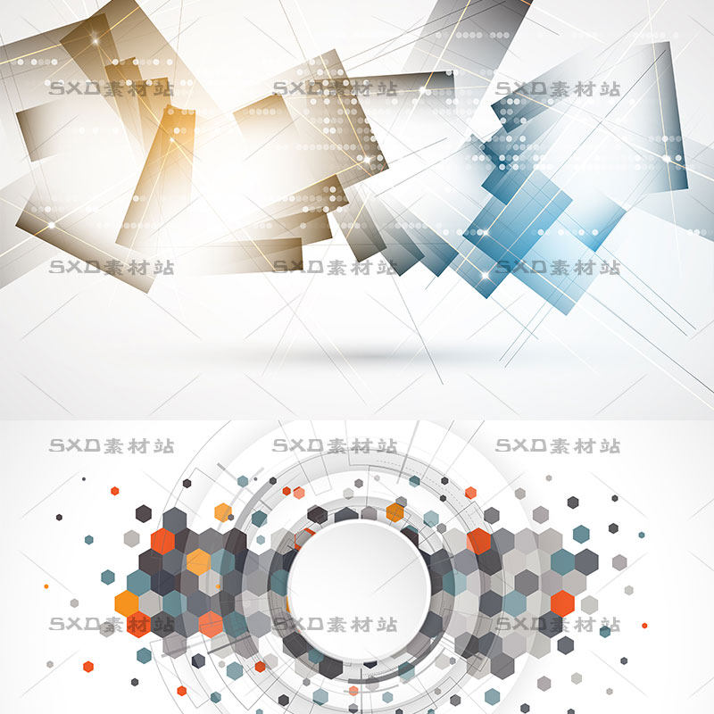 抽象科技多边形几何图形齿轮感矢量背景设计素材 47eps