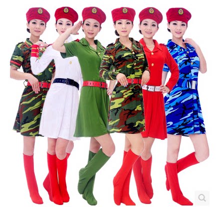 白色海军连衣裙演出服装女军装海军迷彩表演服装舞台舞蹈服装军人