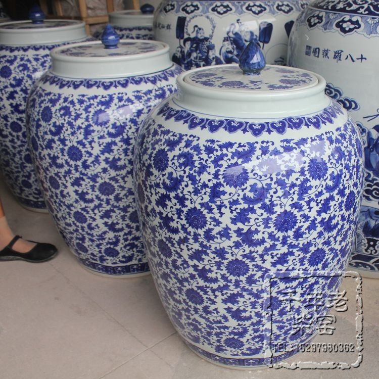 景德镇陶瓷米缸米桶青花瓷器大酒坛酒缸食品储物罐盖缸装200斤酒|msdalam kategori dapur/memasak Appliances, Alat dapur/Penyimpanan dapur, botol penyimpanan/bekas penyimpanan dapur, Rice baldi/Migang - dari Buy2taobao.com untuk memberikan perkhidmatan ejen Taobao profesional membeli