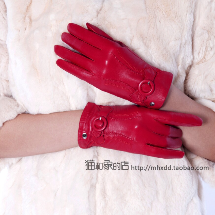 喜庆淑女礼盒朋友羊皮分指手套