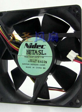 日本Nidec 8CM 8025 散热风扇 D08T-24TG 11B 24V 0.09A 三线风扇
