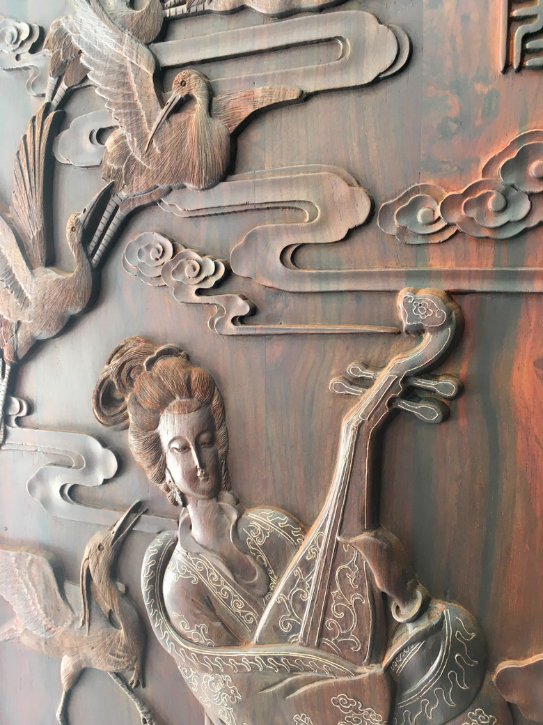 天香倾城 老挝大红酸枝四大美人镶银顶箱柜交趾黄檀实木大衣柜橱