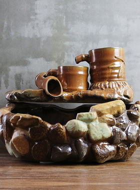 陶瓷中式禅意流水喷泉摆件