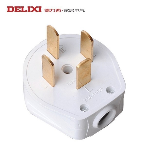 德力西三相四线插头25A 四爪 4脚380V3相电大功率中央空调用
