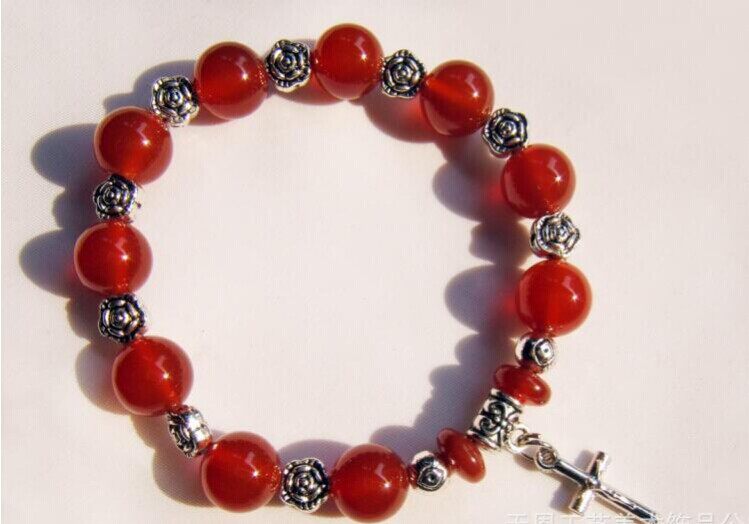 天使之眼-外贸巴西冰种天然红玛瑙玫瑰经手链旅行水晶饰品