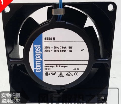 原装德国 EBMPAPST 8038 8cm 230V 8556N 全金属耐高温散热风扇