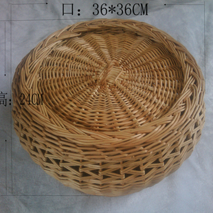 热卖柳编收纳筐柳条带盖馒头笼储物篮藤编圆形面包篮水果干果超值