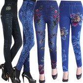 印花仿牛仔女裤 外穿中老年花裤 女装 天天特价 紧身高弹打底妈妈裤