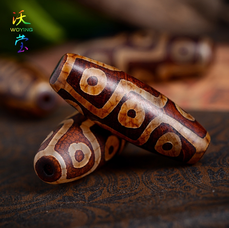 沃莹九眼天珠玛瑙勒子桶珠顶珠吊坠米珠 diy配饰金刚星月菩提配件