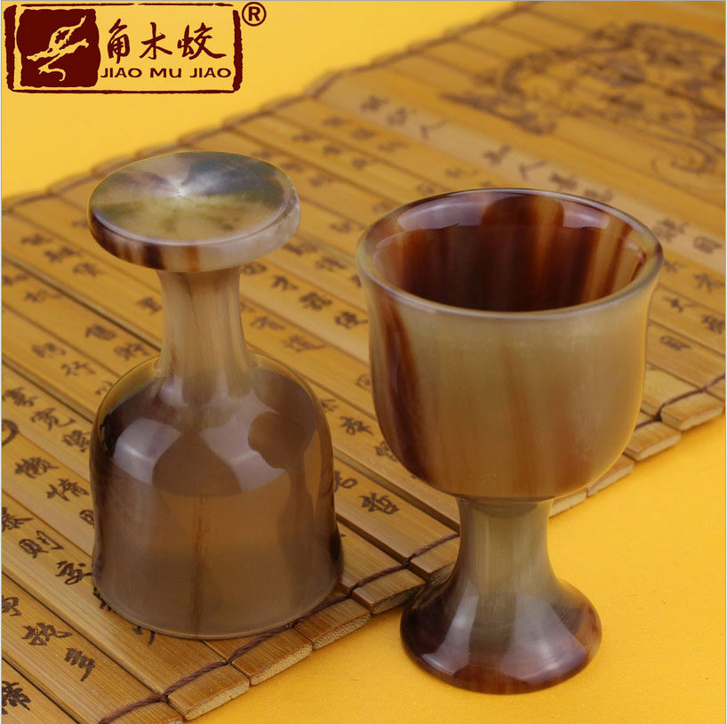 手工艺牛角小酒杯餐具桌面装饰品