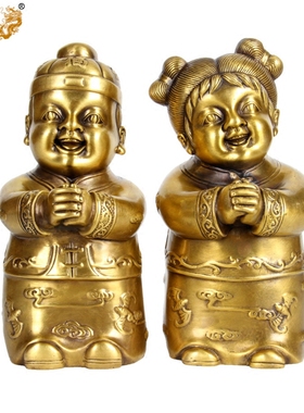 纯铜金童玉女摆件佛像
