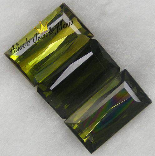 D8爱丽丝珠宝店碧玺巴西彩宝绿色方形镶嵌戒面裸石3颗一组超值现