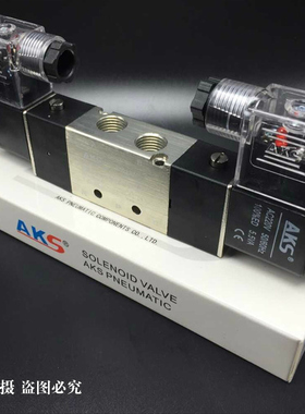 艾克斯AKS电磁阀双头二位五通4V220-084V320-104V420-15DC24AC220