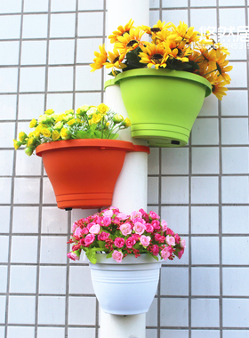 创意下水管壁挂花盆捆绑管道圆柱子管道花盆壁挂式花盆悬挂式花篮