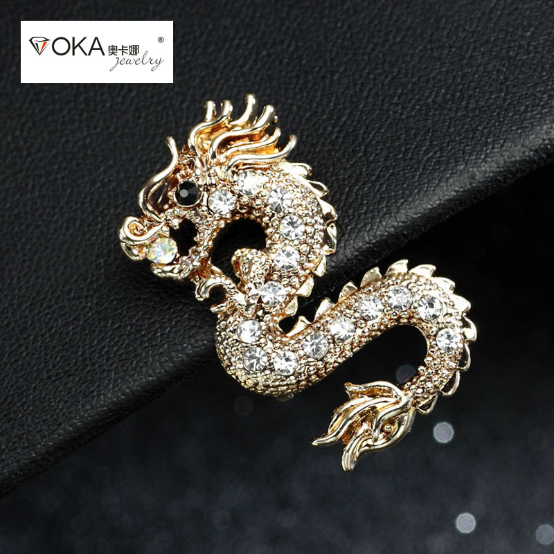 Chinese Dragon Brooch suit Vest Sternum fashion Rhinestone animal badge personality Retro overcoat Pin Accessoriesin the Accessories/Fashion Jewelry, Brooch  category - from Buy2taobao.com to provide professional Taobao agent buy service