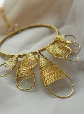 艺术手工绕线铜丝几何订做首饰品