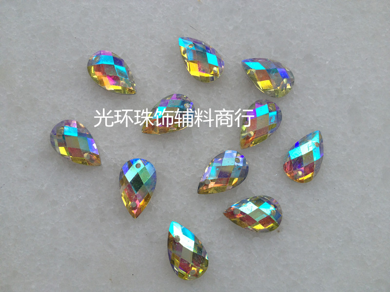 8*13水滴网面AB彩树脂钻 服装婚纱辅料 串珠材料 DIY彩钻