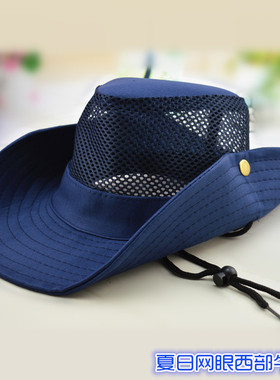 男女夏季丛林纯色西部牛仔帽 遮阳帽子网眼户外防晒帽徒步钓鱼帽