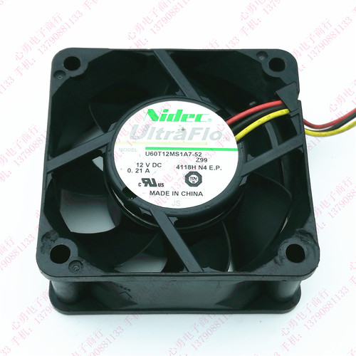 原装Nidec U60T12MS1A7-52 6025 12V 0.21A 6cm 工控机箱散热风扇