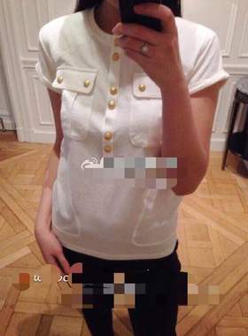 MiCo 夏季新款乳白色金扣短袖T恤