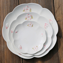 樱花奶白色浮雕饭盘 餐盘 牛排盘 圆盘 樱花陶瓷圆盘 日式 超美